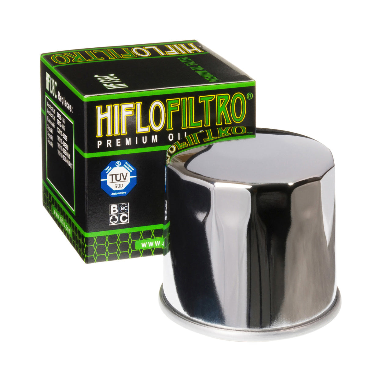 Hiflofiltro Oil Filter Chrome Finish HF138C