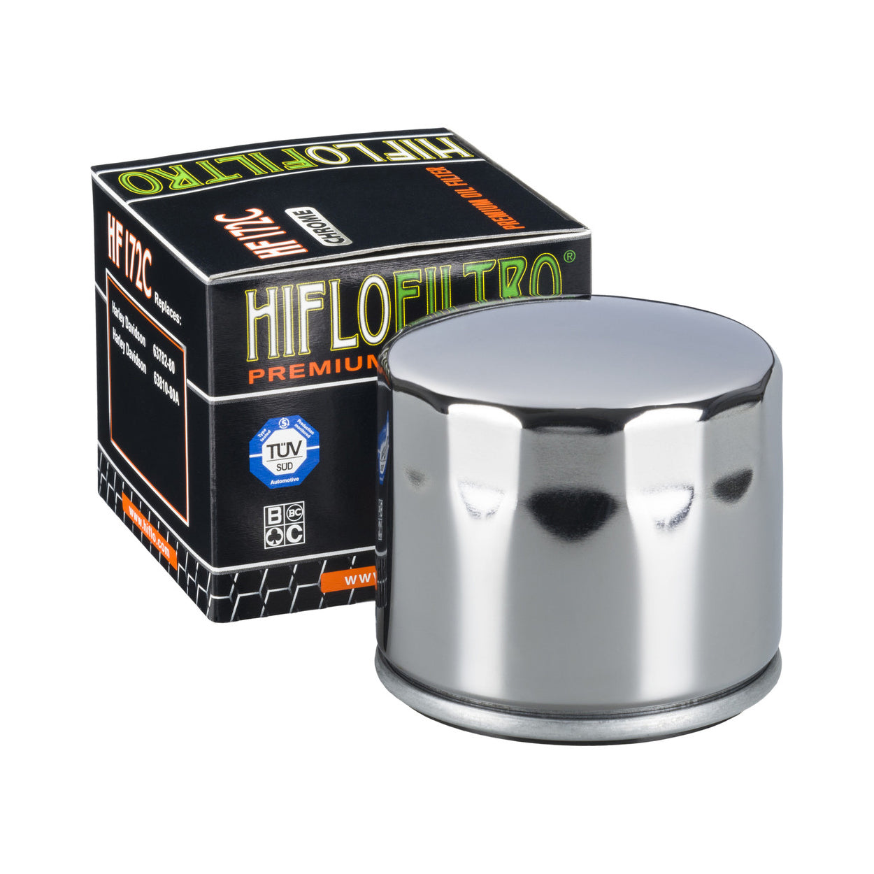 Hiflofiltro Oil Filter Chrome Finish HF172C