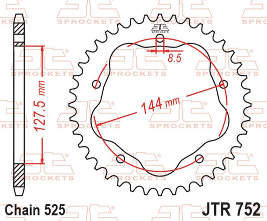 JT Rear Sprocket JTR752.39 - To Fit JTA750B Adapter
