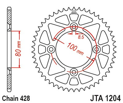 JT Racelite Aluminium Red Sprocket JTA1204.46RED