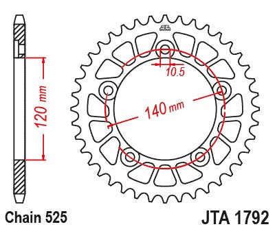 JT Racelite Aluminium Black Sprocket JTA1792.43BLK