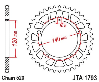 JT Racelite Aluminium Black Sprocket JTA1793.47BLK