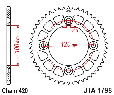 JT Racelite Aluminium Black Sprocket JTA1798.47BLK