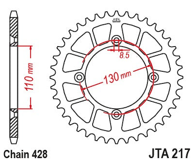 JT Racelite Aluminium Black Sprocket JTA217.55BLK