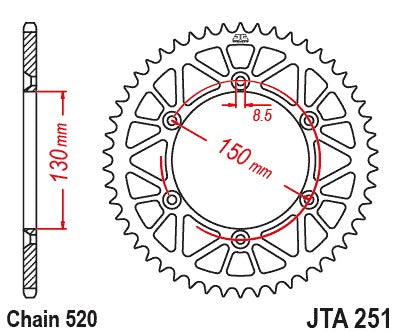 JT Racelite Aluminium Black Sprocket JTA251.48BLK