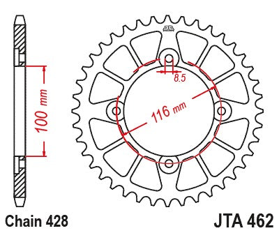 JT Racelite Aluminium Black Sprocket JTA462.51BLK