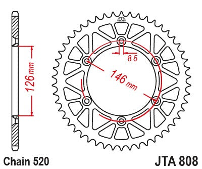 JT Racelite Aluminium Black Sprocket JTA808.48BLK