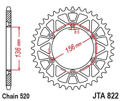 JT Racelite Aluminium Black Sprocket JTA822.50BLK