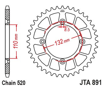 JT Racelite Aluminium Orange Sprocket JTA891.46ORG