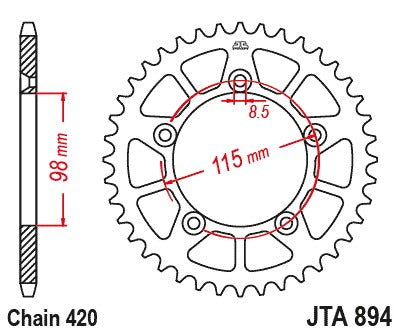 JT Racelite Aluminium Black Sprocket JTA894.48BLK