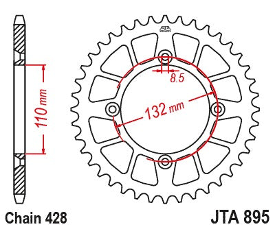 JT Racelite Aluminium Orange Sprocket JTA895.50ORG