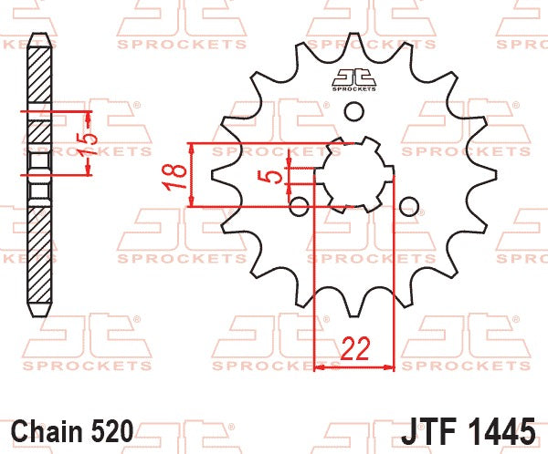 JT Front Sprocket JTF1445.12SC - Self Cleaning Lightweight