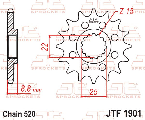 JT Front Sprocket JTF1901.15SC - Self Cleaning Lightweight