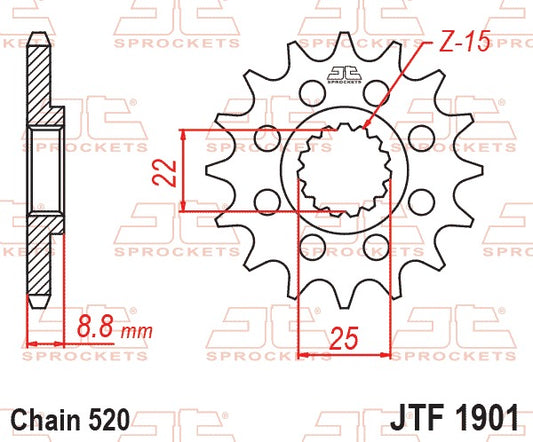JT Front Sprocket JTF1901.14SC - Self Cleaning Lightweight