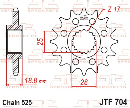 JT Front Sprocket JTF704.15RB - Rubber Cushioned