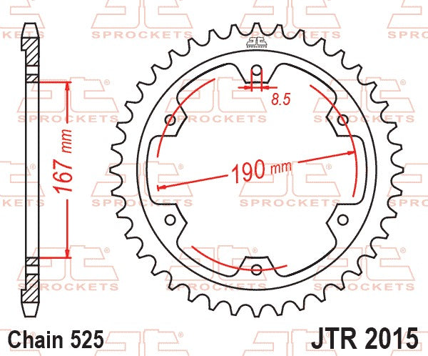 Sprocket Rear JTR2015-50 525 pitch RK NA Tiger 850/900
