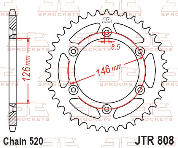 JT Rear Sprocket JTR808.50SC - Self Cleaning Lightweight