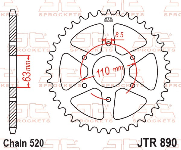 JT Rear Sprocket JTR890.44ZBK - Black Zinc