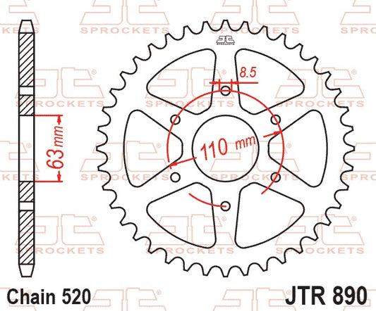 JT Rear Sprocket JTR890.44ZBK - Black Zinc