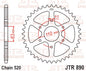 JT Rear Sprocket JTR890.44ZBK - Black Zinc