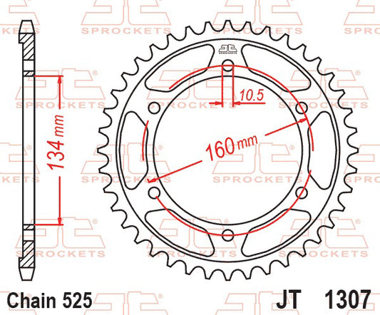 JT Twinstar Steel/Alu Gold Sprocket JTX1307.44GLD
