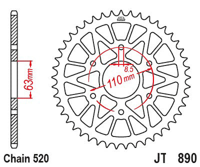 JT Twinstar Steel/Alu Orange Sprocket JTX890.45ORG
