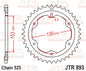 JT Rear Sprocket JTR893.38ZBK - Black Zinc