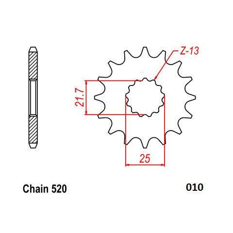 Moto-Master Steel Front Sprocket - 520-13 - Kawasaki/Yamaha