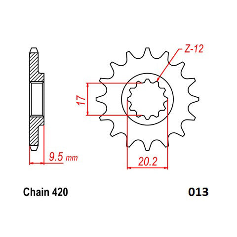 Moto-Master Steel Front Sprocket - 420-13 - KTM/Hqv/Gasgas 65SX TC65 MC65 98-24