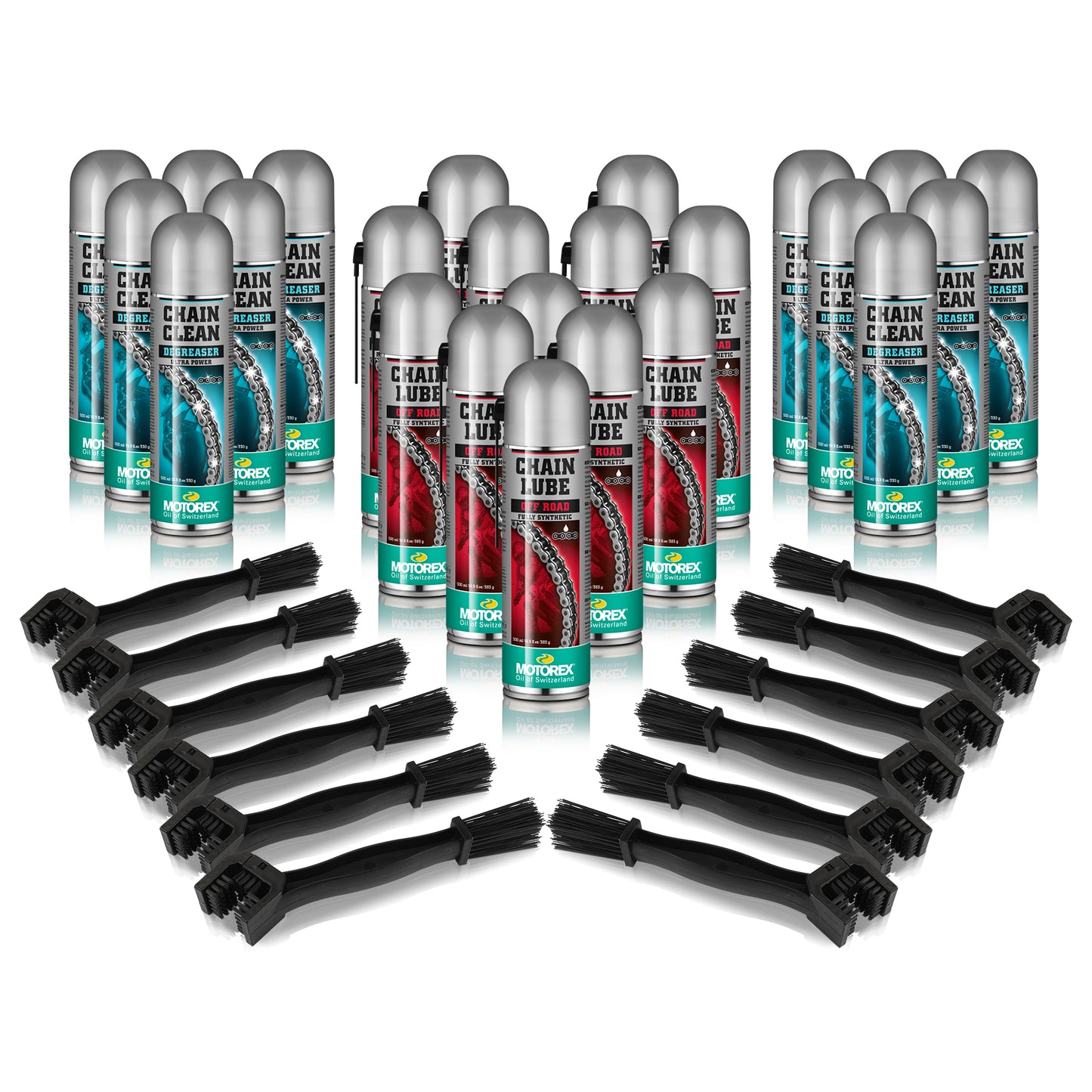 Motorex Offroad chain clean/ lube bundle Chain Clean, Offroad Chain Lube, Harvard cleaning brushes