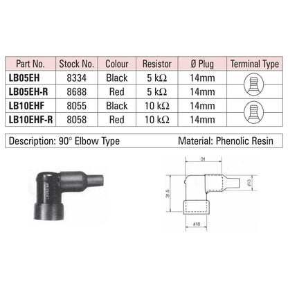 NGK Spark Plug Cap LB10EHF (8055) - Black