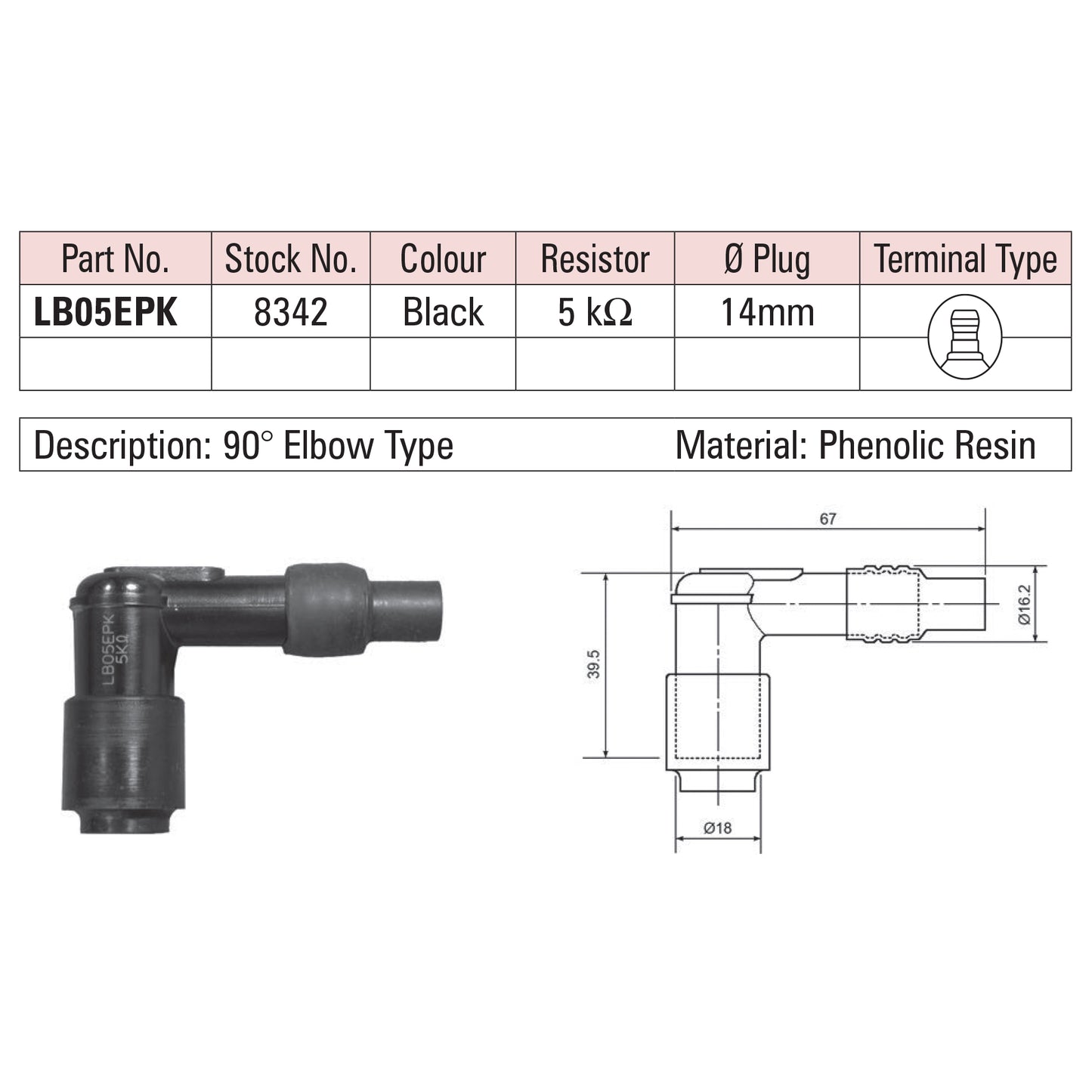 NGK Spark Plug Cap LB05EPK (8342) - Black