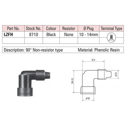NGK Spark Plug Cap LZFH (8710) - Black