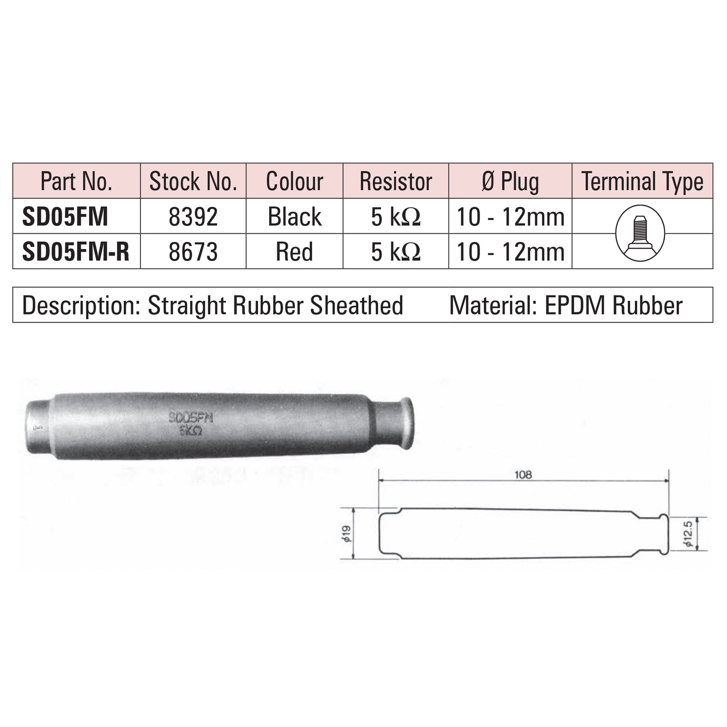 NGK Spark Plug Cap SD05FM (8392) - Black