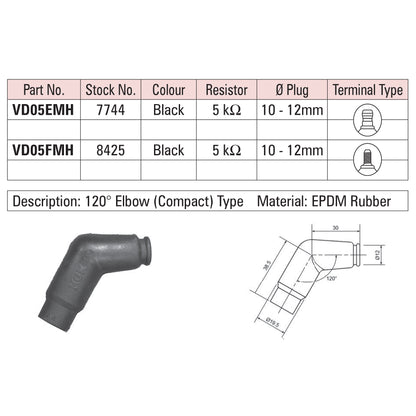 NGK Spark Plug Cap VD05EMH (7744) - Black