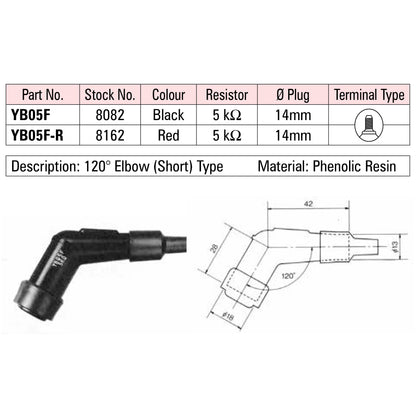 NGK Spark Plug Cap YB05F (8082) - Black