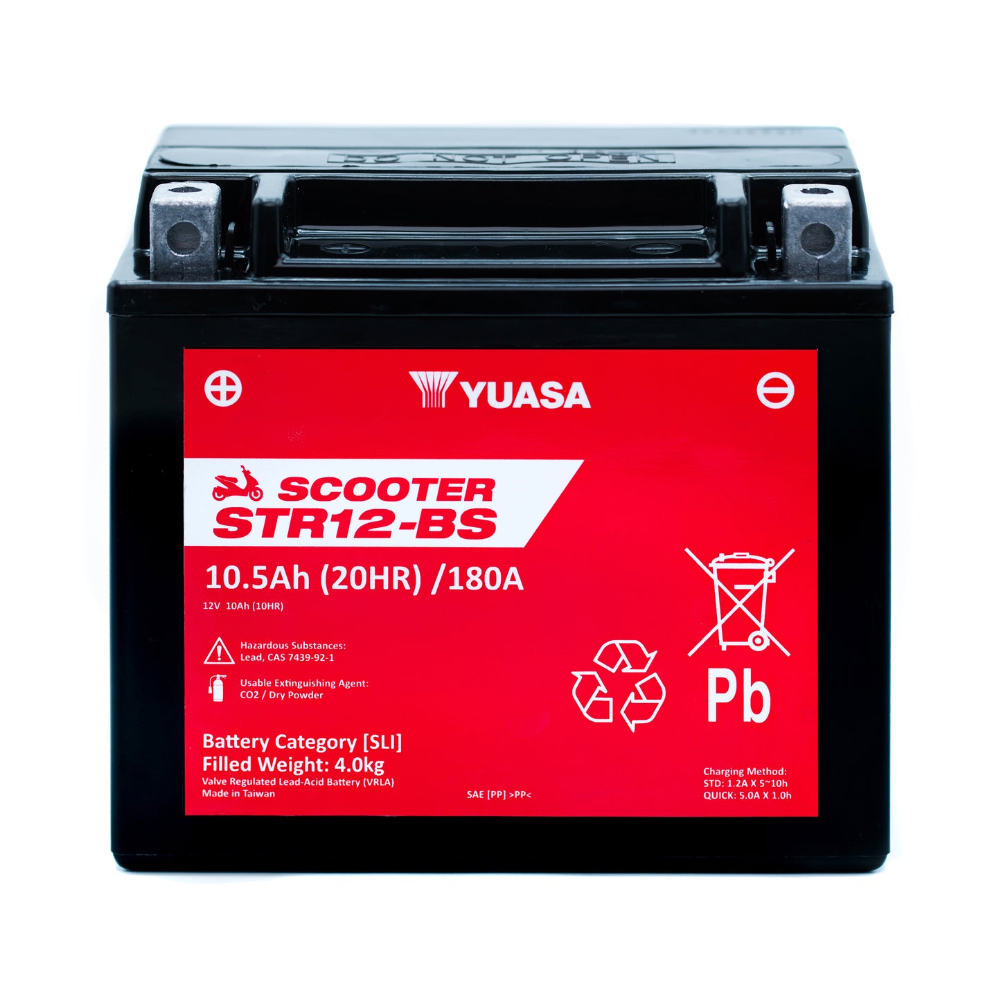Yuasa STR12-BS (CP) (YTX12A) 12V MF VRLA Scooter Battery