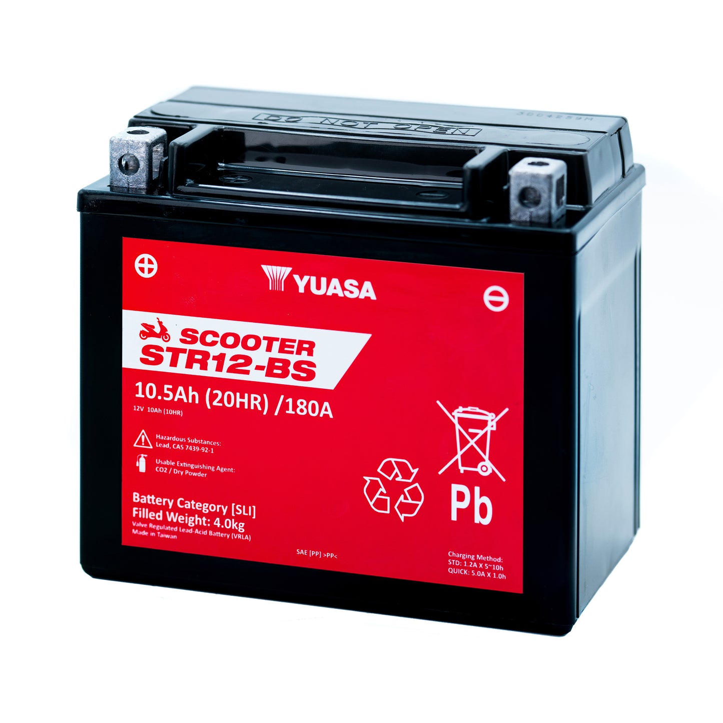 Yuasa STR12-BS (WC) (YTX12A) 12V MF VRLA Scooter Battery