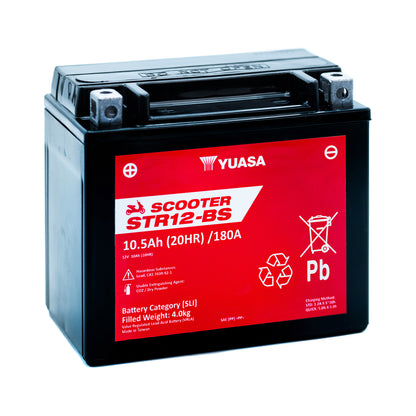 Yuasa STR12-BS (WC) (YTX12A) 12V MF VRLA Scooter Battery