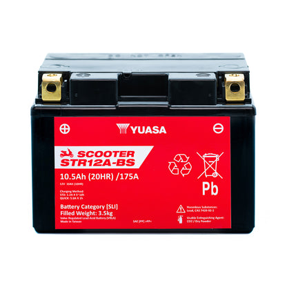 Yuasa STR12A-BS (CP) (YT12A) 12V MF VRLA Scooter Battery