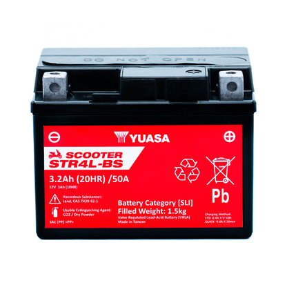 Yuasa STR4L-BS (CP) (YTX4L) 12V MF VRLA Scooter Battery