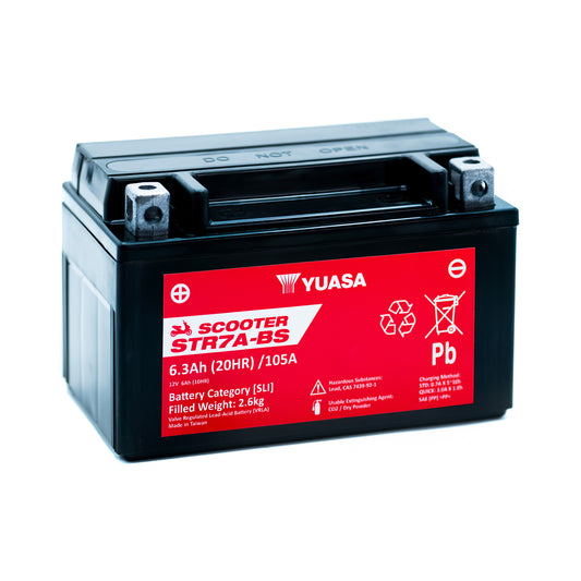 Yuasa STR7A-BS (WC) (YTX7A) 12V MF VRLA Scooter Battery