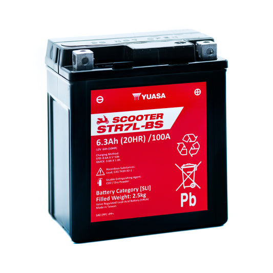 Yuasa STR7L-BS (CP) (YTX7L) 12V MF VRLA Scooter Battery