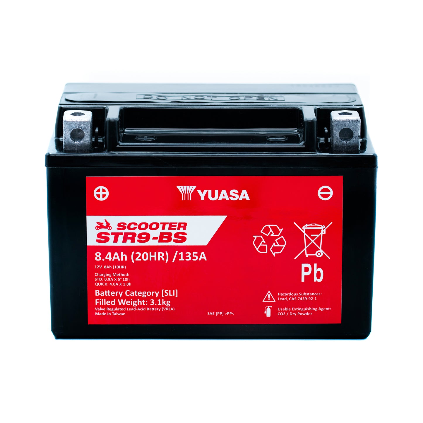 Yuasa STR9-BS (WC) (YTX9) 12V MF VRLA Scooter Battery