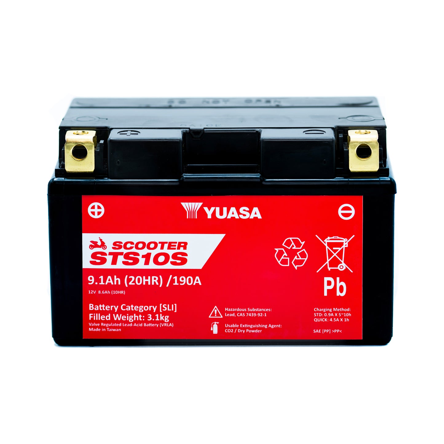 Yuasa STS10S (WC) (TTZ10S) 12V MF VRLA Scooter Battery