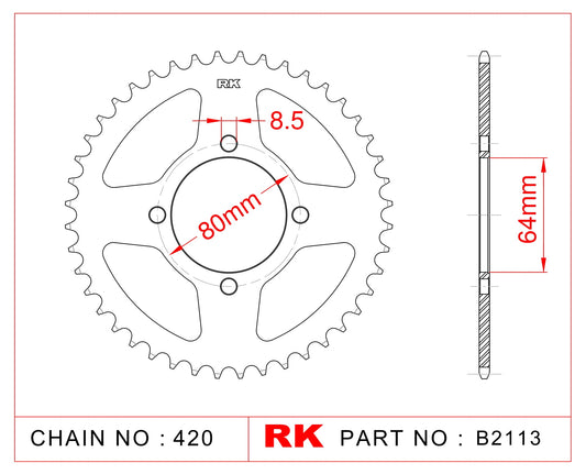 Sprocket Rear RK-B2113-48 JTR 834-48 Afam 12101