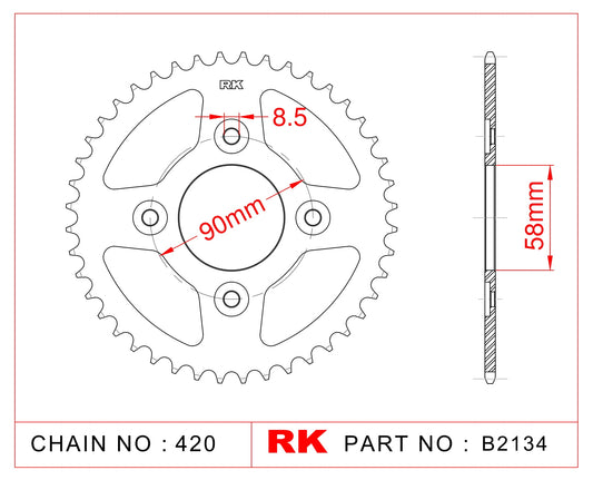 Sprocket Rear RK-B2134-36 JTR212 Afam 10117