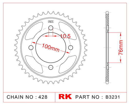 Sprocket Rear RK-B3231-56 JTR1806 Afam 14214