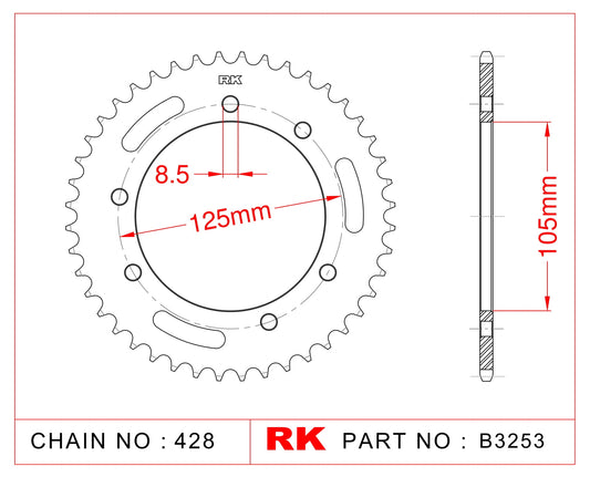 Sprocket Rear RK-B3253-48 JTR1134 Afam 47200