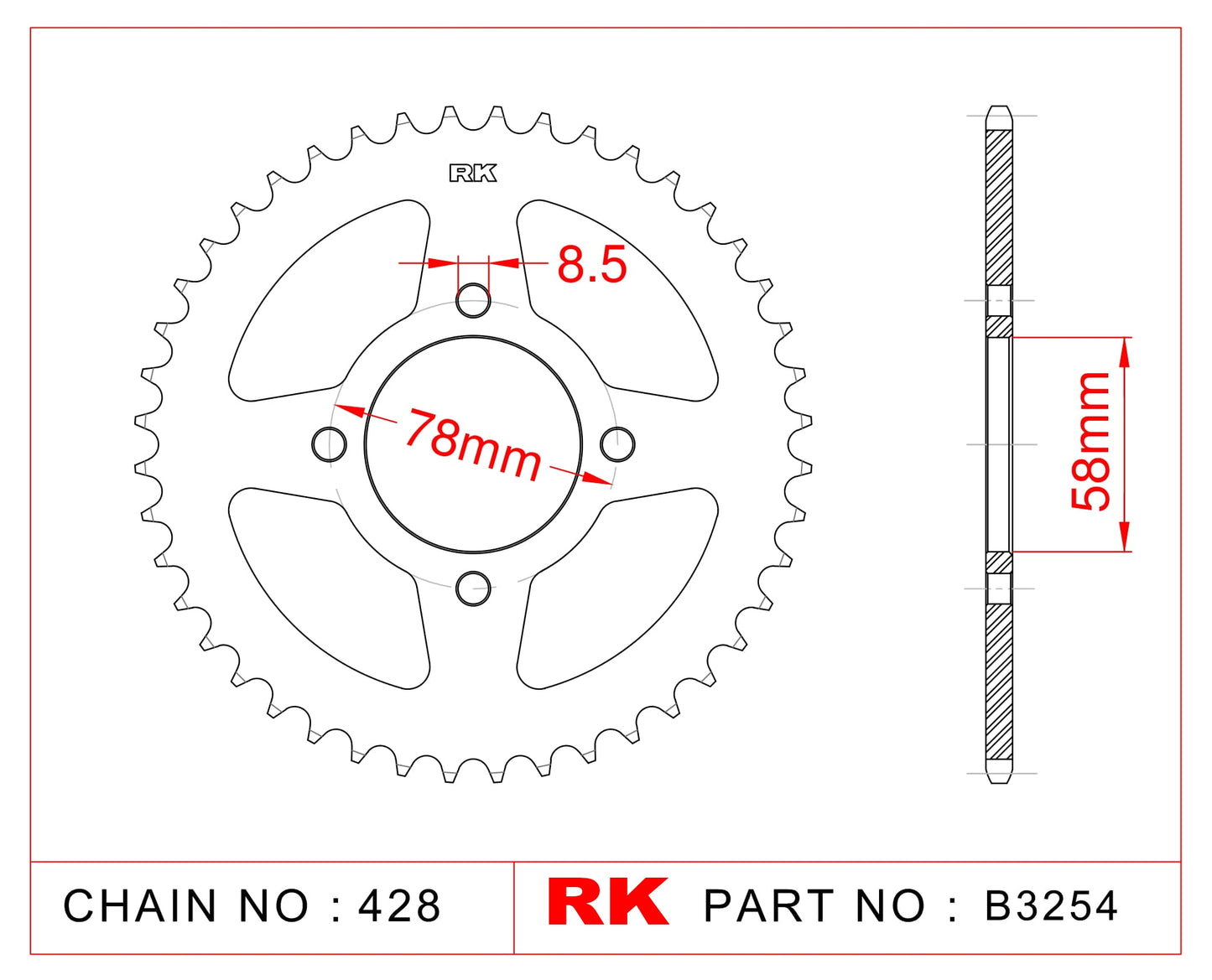 Sprocket Rear RK-B3254-41 JTR810 Afam 14201